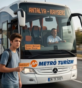 Şehirlerarası yolcu otobüsü ön cam led tabela güzergah yazısı