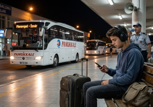 Otogar peronlarında valizleriyle otobüs kalkış saatini bekleyen yolcular
